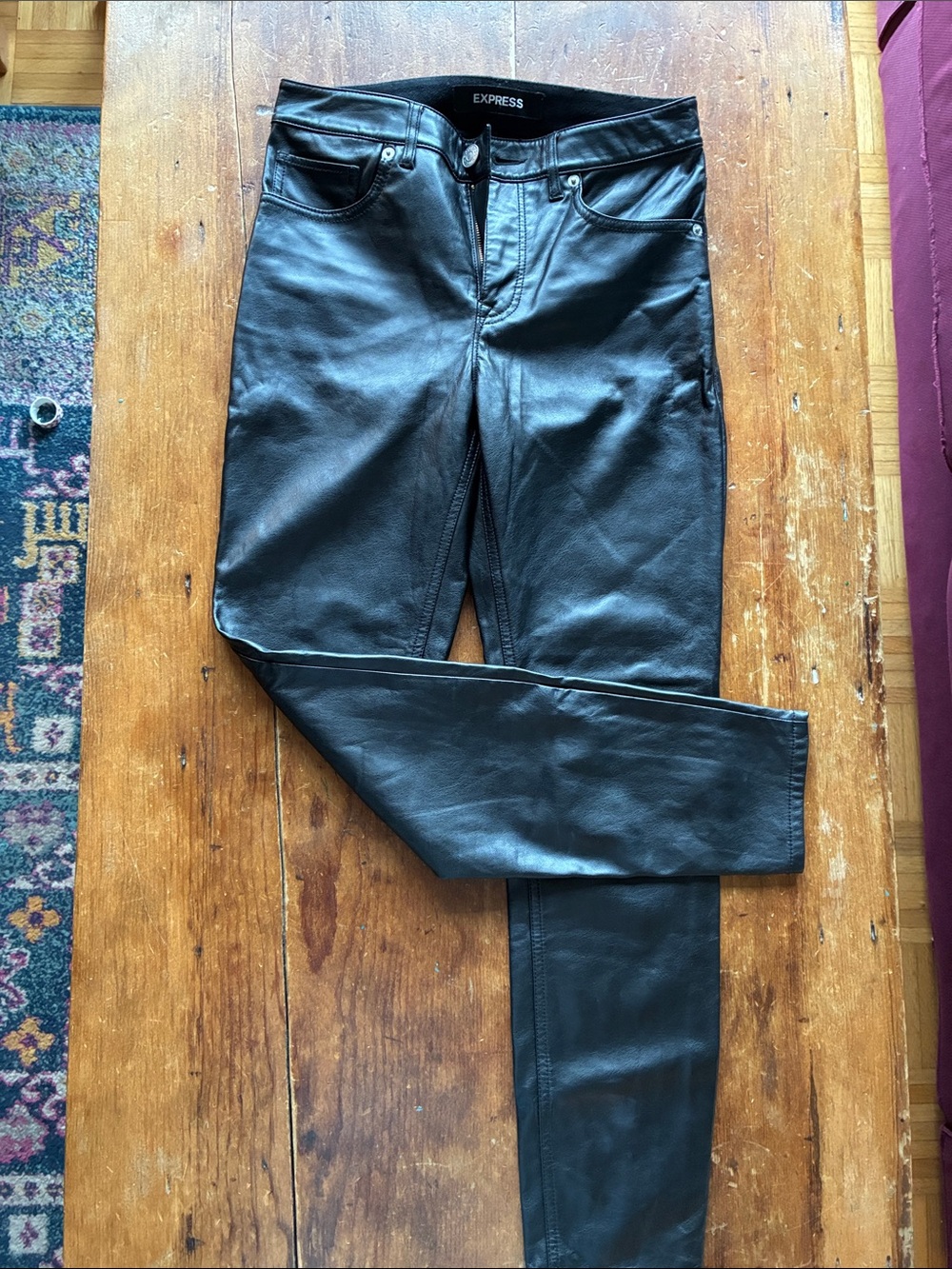 Express Black Faux Leather High Rise Ankle Legging Pants 0R